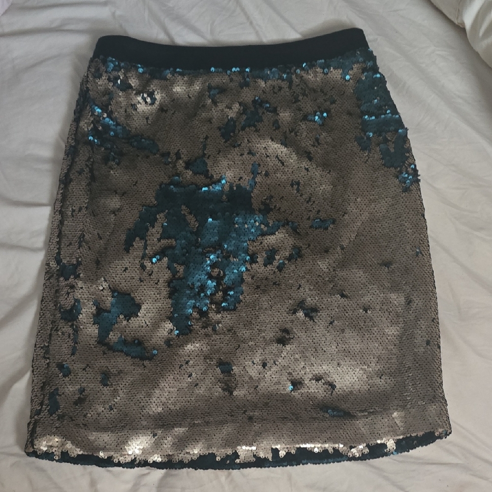 Sequin Skirt in Black and Teal - Size Xsmall